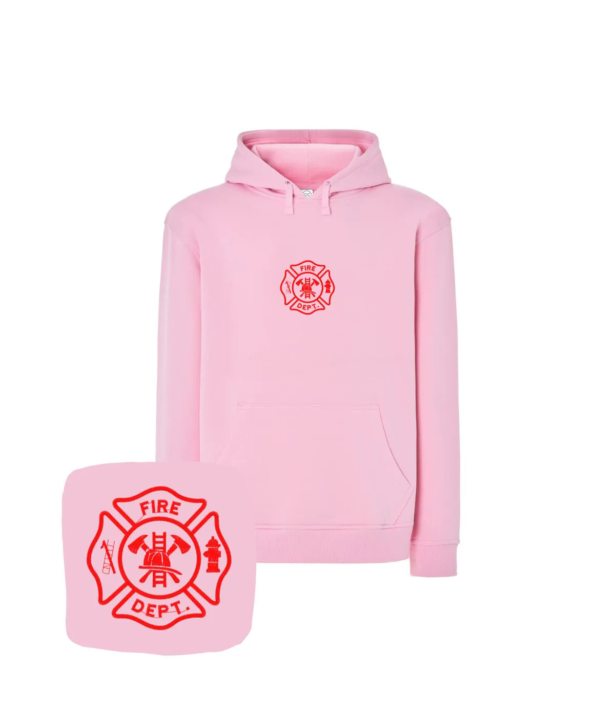 Różowa bluza strażacka z haftem Fire Dept - modny prezent dla strażaka.
