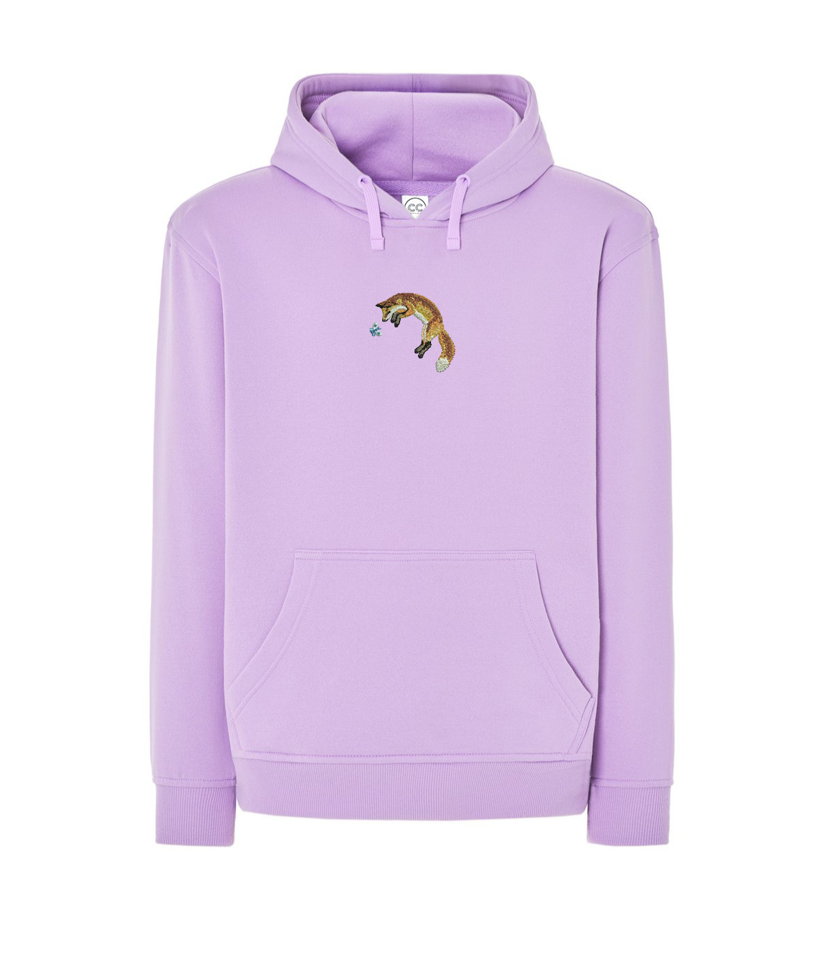 Cotton blue hoodie with embroidered Lisa design, casual style, made by CustomClothes.pl, featuring detailed embroidery on the front.