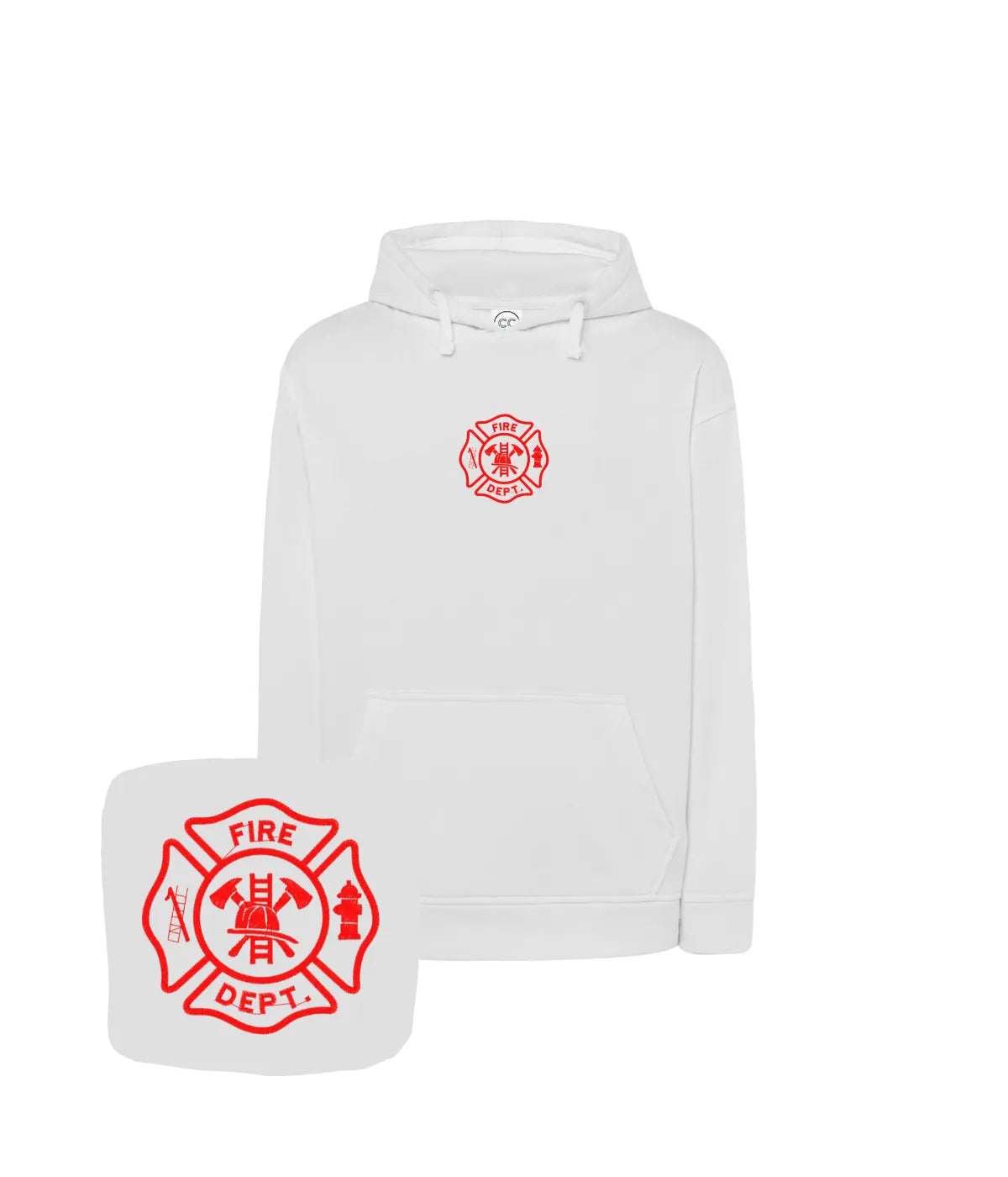 Biała bluza strażacka z haftem Fire Dept - klasowy prezent dla strażaka.